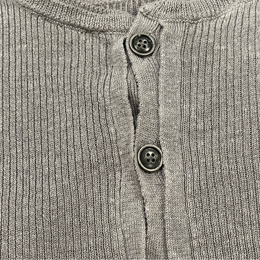 John Varvatos Collection 100% Linen Henley Sweater Gray Medium Lightweight Knit - Picture 6 of 16